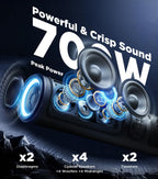 Ehaho 27 Inch UTV Sound Bar with RGB Lights, ATV SoundBar Bluetooth,700W Stereo Amplified Powersports SXS Sound Bar,Waterproof Golf Cart SoundBar,UTV Speakers for Marine SXS Polaris RZR Can-Am