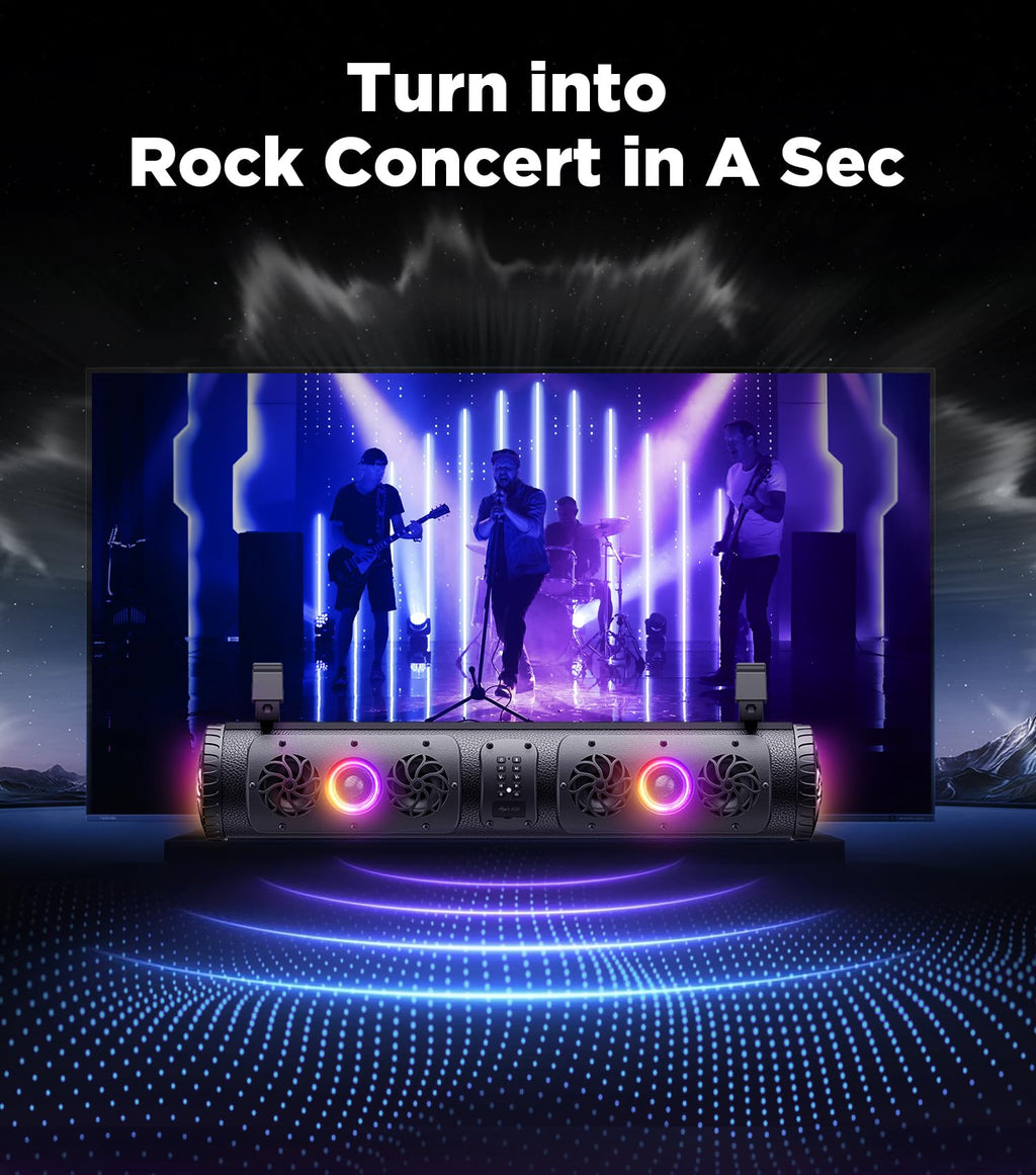 Ehaho 27 Inch UTV Sound Bar with RGB Lights, ATV SoundBar Bluetooth,700W Stereo Amplified Powersports SXS Sound Bar,Waterproof Golf Cart SoundBar,UTV Speakers for Marine SXS Polaris RZR Can-Am