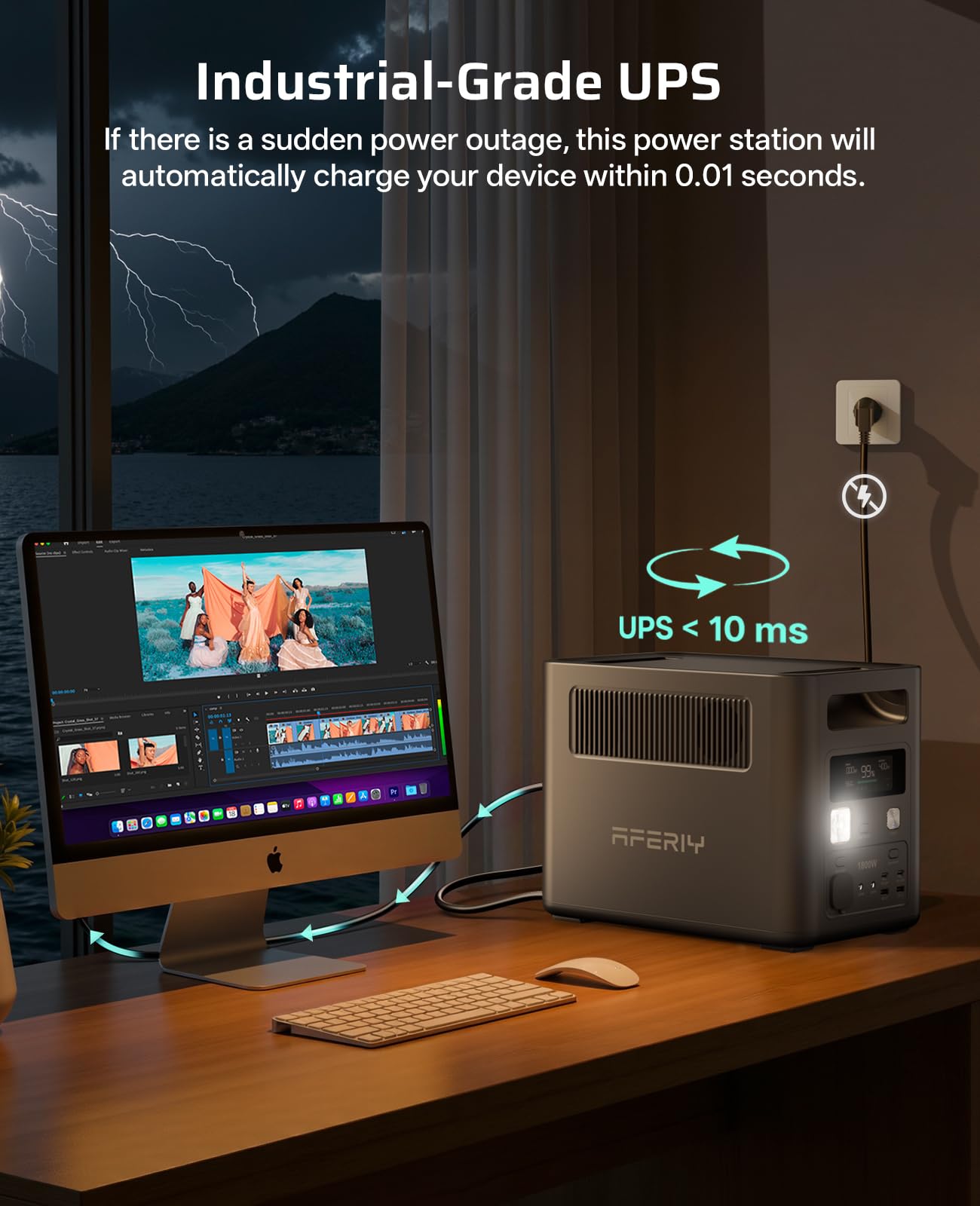 AFERIY Portable Power Station, 1024Wh LiFePO4 Solar Generator, 1800W AC Output, Compact & Lightweight Design, Fast Recharge for Home, Camping, RV, Outdoor Emergencies (Solar Panel Optional)